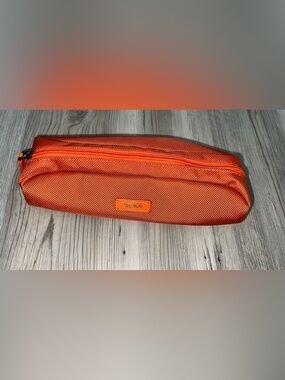 Tumi Orange Zip Travel Pencil Accessories Pouch Case Bag
